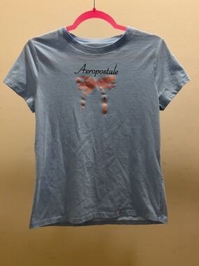 Aeropostale Light Blue Tee with Bow Graphic
